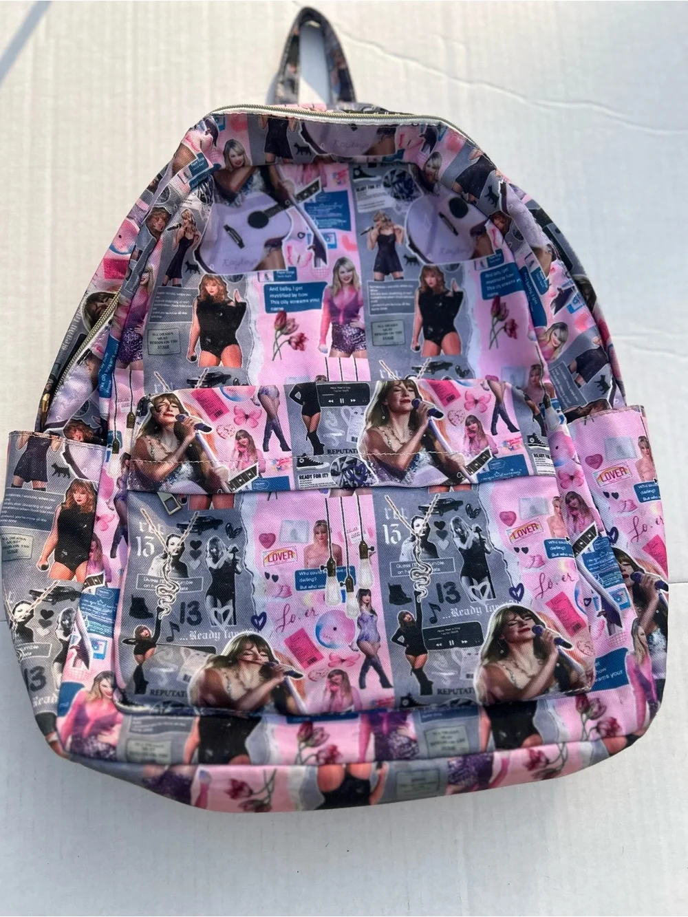 Pink Collage Print Backpack - Women Bags